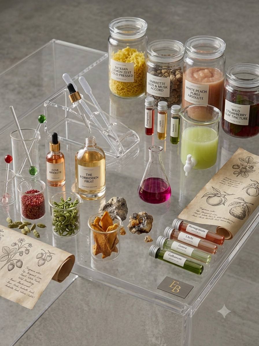 Raw perfume materials and oils in the Fragrance Elixir atelier